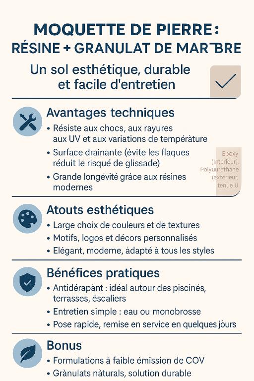 moquette pierre resine marbre